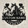 Custom Horses Metal Sign Personalized Horse Rider Name Farmhouse Wall Decor Custom horses metal sign in 16 gauge steel with personalized horse rider name for farmhouse wall decor, barn, stable, ranch, tack room and gift.