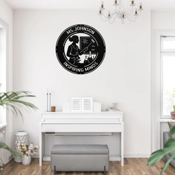 Custom Ms Literature Teacher metal sign in 16 gauge steel with personalized name for English classroom wall decor, library, teacher office and gift.