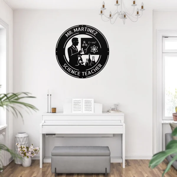 Custom Mr Science Teacher Metal Sign Personalized Science Lab Classroom Decor Custom Mr Science Teacher metal sign in 16 gauge steel with personalized name for science classroom wall decor, laboratory, teacher office and gift.