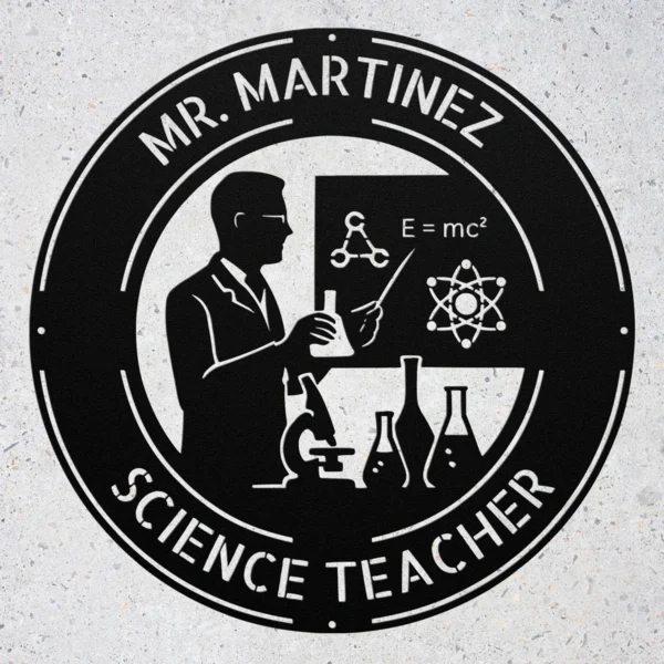 Custom Mr Science Teacher Metal Sign Personalized Science Lab Classroom Decor Custom Mr Science Teacher metal sign in 16 gauge steel with personalized name for science classroom wall decor, laboratory, teacher office and gift.