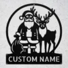 Custom Santa Reindeer Metal Sign Personalized Family Name Christmas Wall Decor Custom Santa reindeer metal sign in 16 gauge steel with personalized family name for Christmas wall decor, front porch, fireplace, garden and holiday gift.