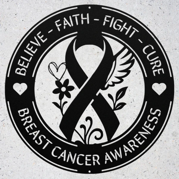 Custom Breast Cancer Metal Sign Personalized Pink Ribbon Survivor Tribute Gift Custom breast cancer metal sign in 16 gauge steel with personalized name and pink ribbon for survivor tribute, awareness wall decor and meaningful gift.