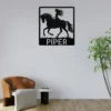 Personalized Woman Riding A Horse Metal Sign Custom Cowgirl Equestrian Wall Gift Personalized woman riding a horse metal sign in 16 gauge steel with custom name for cowgirl equestrian wall decor, barn, ranch, stable and horse lover gift.