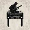 Custom Guitar Player Memorial Metal Sign Personalized Musician Tribute Gift Custom guitar player memorial metal sign in 16 gauge steel with personalized musician name for tribute wall decor, remembrance, music room and memorial gift.