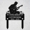 Custom Guitar Player Memorial Metal Sign Personalized Musician Tribute Gift Custom guitar player memorial metal sign in 16 gauge steel with personalized musician name for tribute wall decor, remembrance, music room and memorial gift.