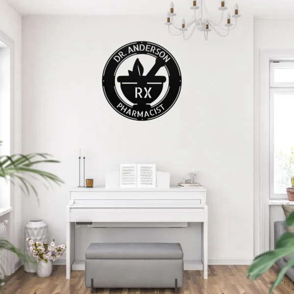 Personalized Pharmacist Metal Sign Custom Name Pharmacy Office Wall Decor Gift Personalized pharmacist metal sign in 16 gauge steel with custom name for pharmacy office wall decor, medical clinic, study room and pharmacist gift.