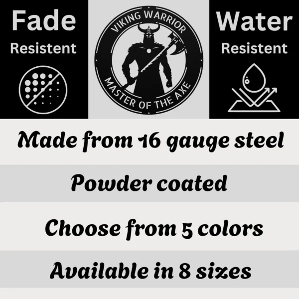 Personalized Viking Warrior Metal Sign Custom Norse Valhalla God Shield Wall Art Personalized Viking warrior metal sign in 16 gauge steel with custom name, Norse Valhalla and shield design for Viking wall decor, man cave and gift.