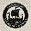 Personalized Viking Ship Metal Sign Custom Norse Longship Valhalla Dragon Shield Personalized Viking ship metal sign in 16 gauge steel with custom name, Norse longship, Valhalla, dragon and shield design for Viking wall decor.
