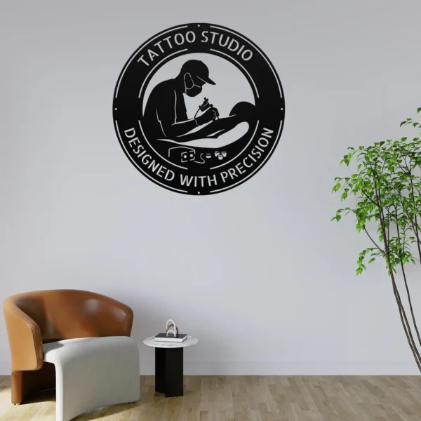 Personalized Tattooer Metal Sign Custom Tattoo Shop Name Plate Studio Wall Decor Personalized tattooer metal sign in 16 gauge steel with custom tattoo shop name for studio wall decor, tattoo artist workspace, shop and gift.