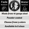 Personalized pest control metal sign in 16 gauge steel with custom exterminator name for office wall decor, garage, workshop, business and professional gift.