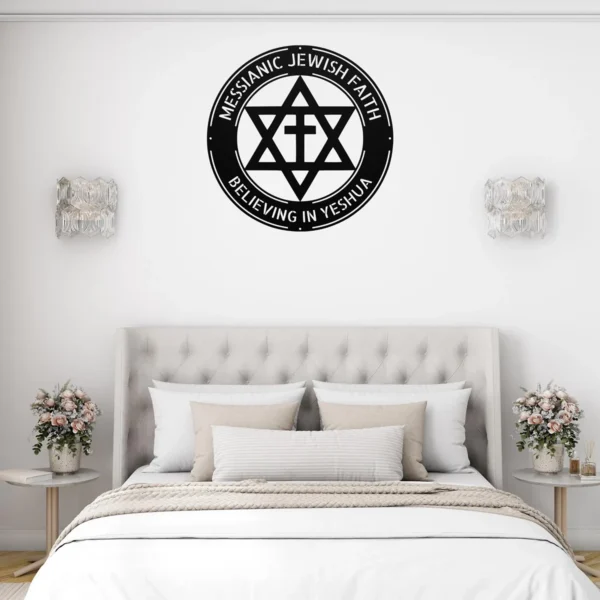 Personalized Messianic Jew Metal Sign Custom Grafted In Star Of David Wall Decor Personalized Messianic metal sign with Grafted In Star of David design and custom name for faith wall decor, home, prayer room, office and gift.