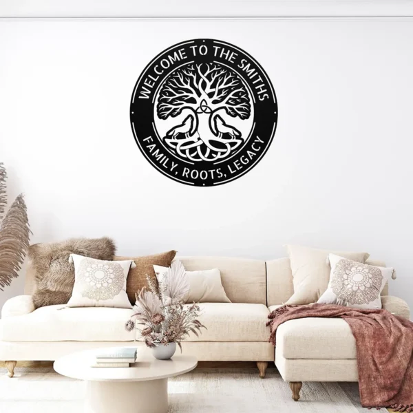 Custom Celtic Tree Of Life Metal Sign Personalized Family Name Wall Decor Custom Celtic Tree of Life metal sign in 16 gauge steel with personalized family name for Celtic wall decor, home, garden, wedding, and family gift.