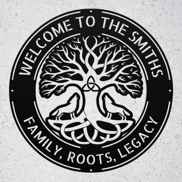 Custom Celtic Tree Of Life Metal Sign Personalized Family Name Wall Decor Custom Celtic Tree of Life metal sign in 16 gauge steel with personalized family name for Celtic wall decor, home, garden, wedding, and family gift.