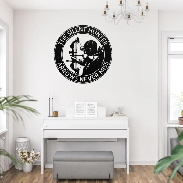 Custom Bow Hunting Metal Sign Personalized Archer Name Hunter Wall Art Gift Custom bow hunting metal sign in 16 gauge steel with personalized archer name for hunter wall decor, hunting cabin, lodge, garage and gift art.