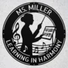 Personalized Ms Music Teacher metal sign in 16 gauge steel with custom name for band director classroom wall decor, music room, studio and teacher gift.