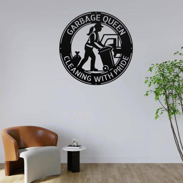 Custom Sanitation Worker Lady Metal Sign Custom Garbage Truck Plaque Decor Custom female sanitation worker metal sign in 16 gauge steel with custom name and garbage truck design for waste management wall decor and gift.