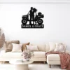 Personalized ATV couple metal sign in 16 gauge steel with custom names for offroad quad rider wall decor, garage, cabin, workshop and couple gift.