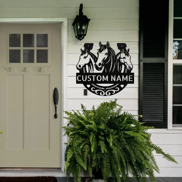 Custom Horses Metal Sign Personalized Horse Rider Name Farmhouse Wall Decor Custom horses metal sign in 16 gauge steel with personalized horse rider name for farmhouse wall decor, barn, stable, ranch, tack room and gift.