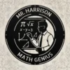 Custom Mr. Math Teacher metal sign in 16 gauge steel with personalized name for mathematics classroom wall decor, tutoring room, teacher office and gift.
