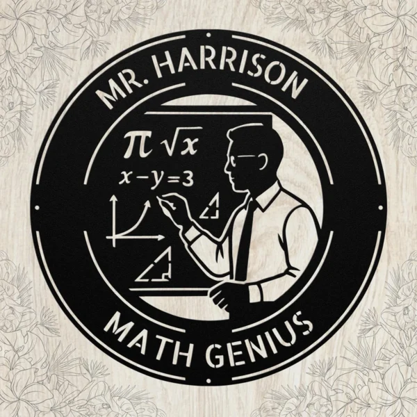 Custom Mr Math Teacher Metal Sign Personalized Mathematics Classroom Wall Decor Custom Mr. Math Teacher metal sign in 16 gauge steel with personalized name for mathematics classroom wall decor, tutoring room, teacher office and gift.