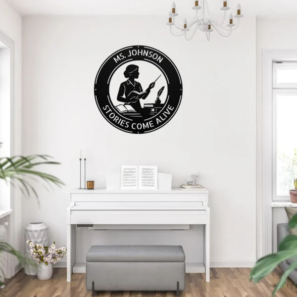 Custom Ms Literature Teacher Metal Sign Personalized English Classroom Wall Art Custom Ms Literature Teacher metal sign in 16 gauge steel with personalized name for English classroom wall decor, library, teacher office and gift.