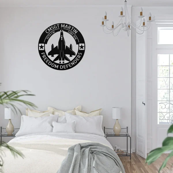 Personalized USA Air Force metal sign in 16 gauge steel with custom veteran name, rank and unit for military wall decor, pilot office, garage and gift.