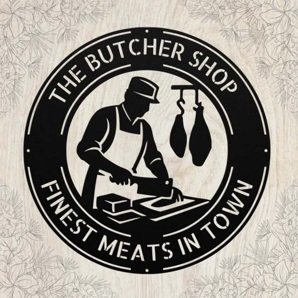 Personalized Butcher Metal Art Sign Custom Meat Market Plaque Kitchen Wall Decor Personalized butcher metal sign in 16 gauge steel with custom name for meat market wall decor, butcher shop, kitchen, restaurant and food lover gift.