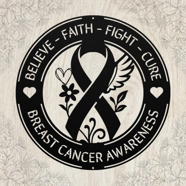 Custom Breast Cancer Metal Sign Personalized Pink Ribbon Survivor Tribute Gift Custom breast cancer metal sign in 16 gauge steel with personalized name and pink ribbon for survivor tribute, awareness wall decor and meaningful gift.