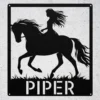 Personalized Woman Riding A Horse Metal Sign Custom Cowgirl Equestrian Wall Gift Personalized woman riding a horse metal sign in 16 gauge steel with custom name for cowgirl equestrian wall decor, barn, ranch, stable and horse lover gift.