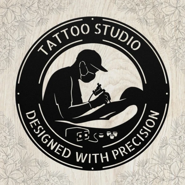 Personalized Tattooer Metal Sign Custom Tattoo Shop Name Plate Studio Wall Decor Personalized tattooer metal sign in 16 gauge steel with custom tattoo shop name for studio wall decor, tattoo artist workspace, shop and gift.