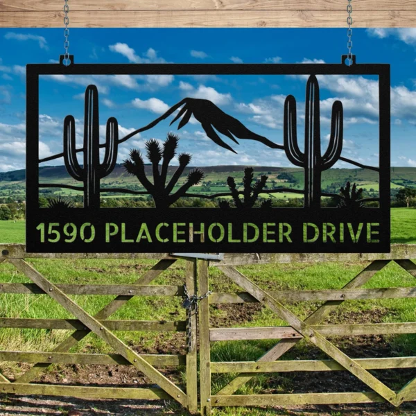 Custom Desert Metal Sign Personalized Cactus Joshua Tree Southwest Wall Art Custom desert metal sign in 16 gauge steel with personalized name, cactus and Joshua Tree design for Southwest wall decor, ranch, patio, garden and gift.