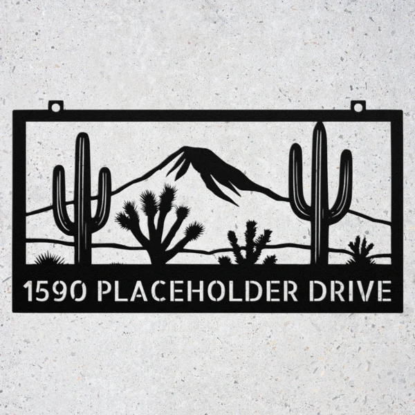 Custom Desert Metal Sign Personalized Cactus Joshua Tree Southwest Wall Art Custom desert metal sign in 16 gauge steel with personalized name, cactus and Joshua Tree design for Southwest wall decor, ranch, patio, garden and gift.