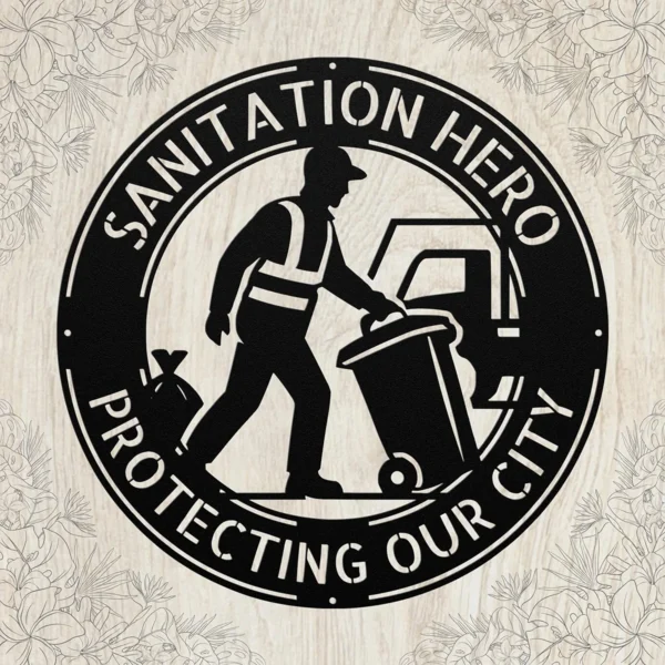 il_fullxfull.7552659691_ndx0 Custom Sanitation Worker Man Metal Sign Custom Garbage Truck Plaque Office