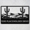Custom Desert Metal Sign Personalized Cactus Joshua Tree Southwest Wall Art Custom desert metal sign in 16 gauge steel with personalized name, cactus and Joshua Tree design for Southwest wall decor, ranch, patio, garden and gift.