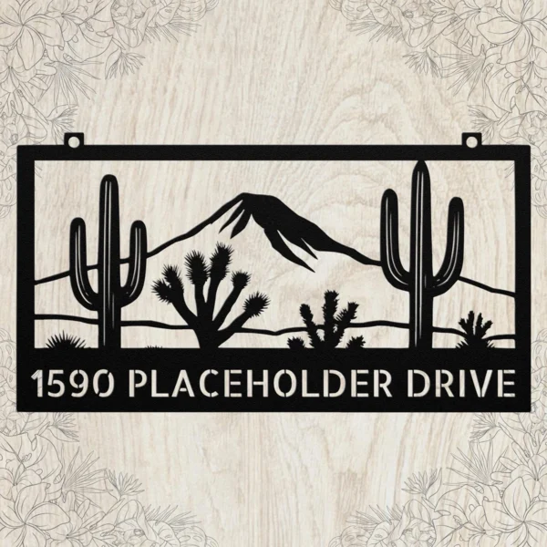Custom Desert Metal Sign Personalized Cactus Joshua Tree Southwest Wall Art Custom desert metal sign in 16 gauge steel with personalized name, cactus and Joshua Tree design for Southwest wall decor, ranch, patio, garden and gift.
