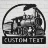 Custom Train Metal Sign Personalized Railroad Plaque Name Locomotive Railway Art Custom train metal sign in 16 gauge steel with personalized name for railroad wall decor, locomotive art, train room, garage, workshop and railway gift.