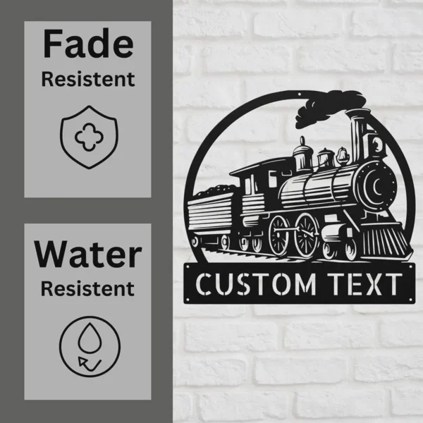 il_fullxfull.8461027807_7u72 Custom Train Metal Sign Personalized Railroad Plaque Name Locomotive Railway Art