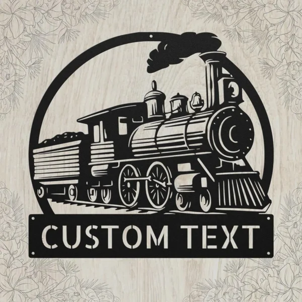 Custom Train Metal Sign Personalized Railroad Plaque Name Locomotive Railway Art