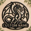 Personalized Dragon Metal Sign Custom Fantasy Wall Decor Gothic Medieval Artwork Personalized dragon metal sign in 16 gauge steel with custom name for fantasy wall decor, gothic medieval artwork, gaming room, man cave and gift.