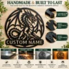 Personalized Dragon Metal Sign Custom Fantasy Wall Decor Gothic Medieval Artwork Personalized dragon metal sign in 16 gauge steel with custom name for fantasy wall decor, gothic medieval artwork, gaming room, man cave and gift.