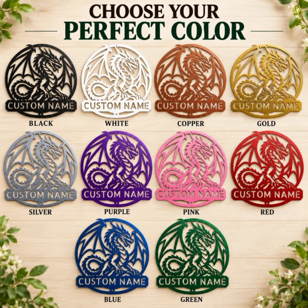 Personalized Dragon Metal Sign Custom Fantasy Wall Decor Gothic Medieval Artwork Personalized dragon metal sign in 16 gauge steel with custom name for fantasy wall decor, gothic medieval artwork, gaming room, man cave and gift.