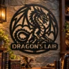 Personalized Dragon Metal Sign Custom Fantasy Wall Decor Gothic Medieval Artwork Personalized dragon metal sign in 16 gauge steel with custom name for fantasy wall decor, gothic medieval artwork, gaming room, man cave and gift.