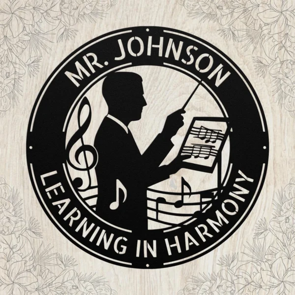 Personalized Mr Music Teacher Metal Sign Custom Band Director Classroom Wall Art Personalized Mr Music Teacher metal sign in 16 gauge steel with custom name for band director classroom wall decor, music room, studio and teacher gift.