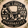 Personalized Pharmacist Metal Sign Custom Name Pharmacy Office Wall Decor Gift Personalized pharmacist metal sign in 16 gauge steel with custom name for pharmacy office wall decor, medical clinic, study room and pharmacist gift.