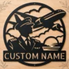 Personalized Pilot Metal Sign Custom Name Aviator Gift Airplane Hangar Decor Custom pilot metal sign in 16 gauge steel with personalized name for aviation hangar wall decor, flight school, garage, office and pilot gift.