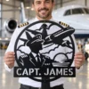 Personalized Pilot Metal Sign Custom Name Aviator Gift Airplane Hangar Decor Custom pilot metal sign in 16 gauge steel with personalized name for aviation hangar wall decor, flight school, garage, office and pilot gift.