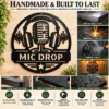 Personalized podcaster metal sign in 16 gauge steel with custom recording studio name and microphone design for podcast room, studio, office and gift.