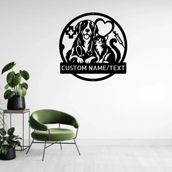 Custom Veterinary Clinic Metal Sign Personalized Vet Hospital Wall Decor Custom veterinary clinic metal sign with personalized clinic name, vet hospital wall decor and professional animal care office sign for indoor or outdoor display.