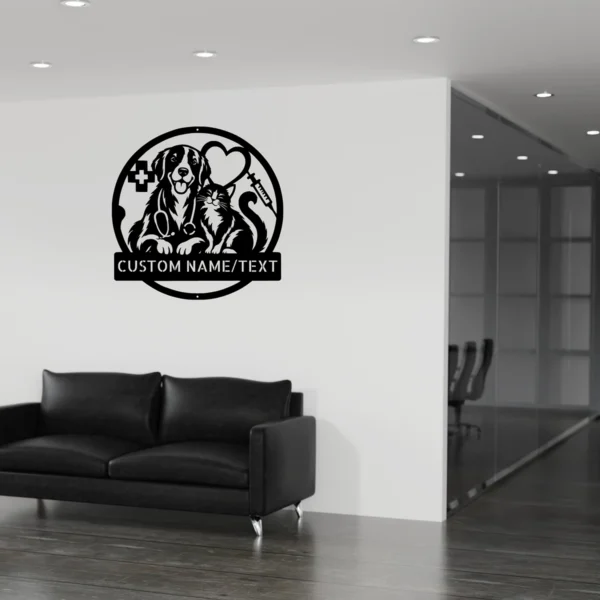 Custom Veterinary Clinic Metal Sign Personalized Vet Hospital Wall Decor Custom veterinary clinic metal sign with personalized clinic name, vet hospital wall decor and professional animal care office sign for indoor or outdoor display.