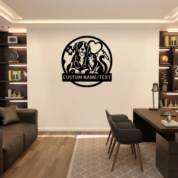 Custom Veterinary Clinic Metal Sign Personalized Vet Hospital Wall Decor Custom veterinary clinic metal sign with personalized clinic name, vet hospital wall decor and professional animal care office sign for indoor or outdoor display.